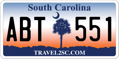 SC license plate ABT551