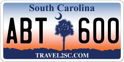 SC license plate ABT600
