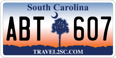 SC license plate ABT607
