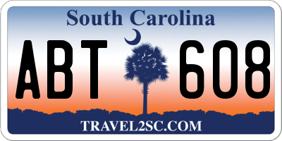 SC license plate ABT608