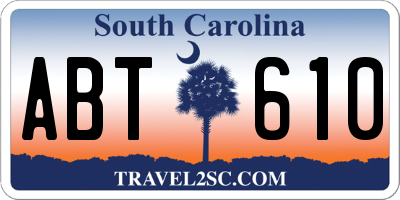 SC license plate ABT610