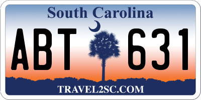 SC license plate ABT631