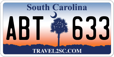 SC license plate ABT633