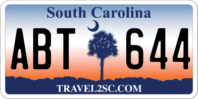 SC license plate ABT644