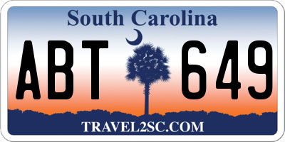 SC license plate ABT649