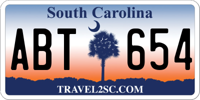 SC license plate ABT654