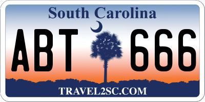 SC license plate ABT666