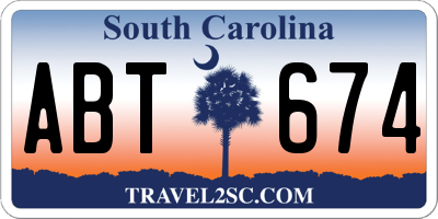 SC license plate ABT674