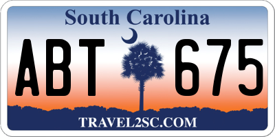 SC license plate ABT675
