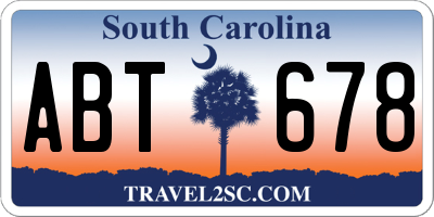 SC license plate ABT678