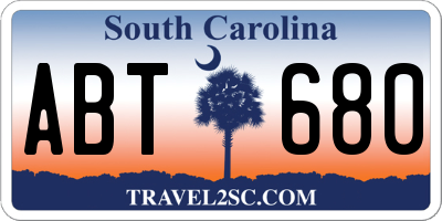 SC license plate ABT680