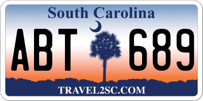 SC license plate ABT689