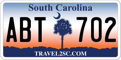 SC license plate ABT702
