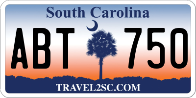 SC license plate ABT750