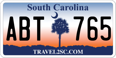 SC license plate ABT765