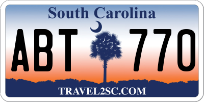 SC license plate ABT770