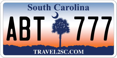 SC license plate ABT777