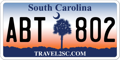 SC license plate ABT802