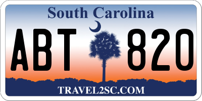 SC license plate ABT820