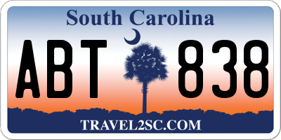 SC license plate ABT838