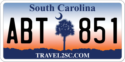 SC license plate ABT851