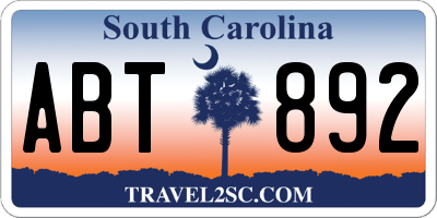SC license plate ABT892