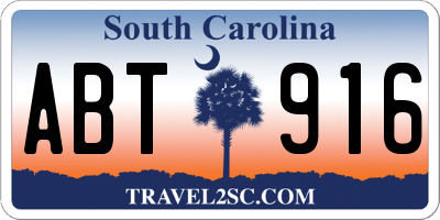 SC license plate ABT916