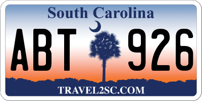 SC license plate ABT926