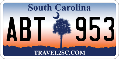 SC license plate ABT953