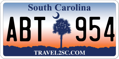 SC license plate ABT954