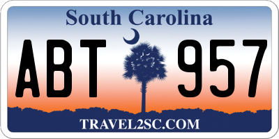SC license plate ABT957
