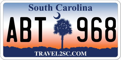 SC license plate ABT968