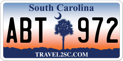 SC license plate ABT972