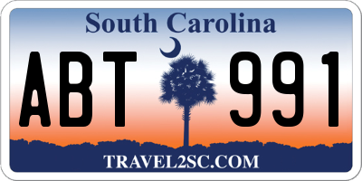 SC license plate ABT991