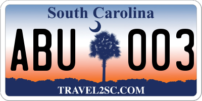 SC license plate ABU003