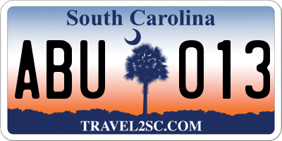 SC license plate ABU013