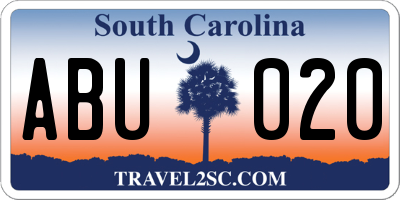 SC license plate ABU020