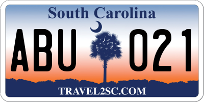 SC license plate ABU021