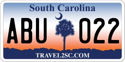 SC license plate ABU022