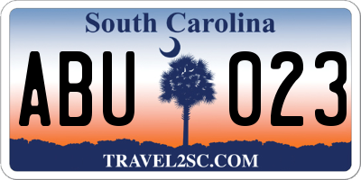 SC license plate ABU023