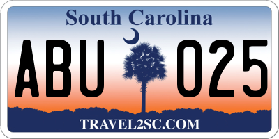 SC license plate ABU025