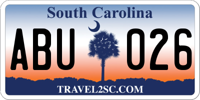 SC license plate ABU026