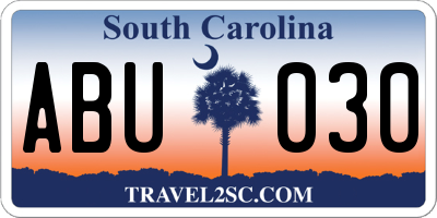 SC license plate ABU030