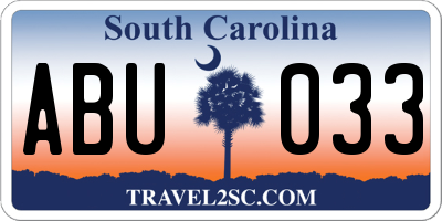 SC license plate ABU033