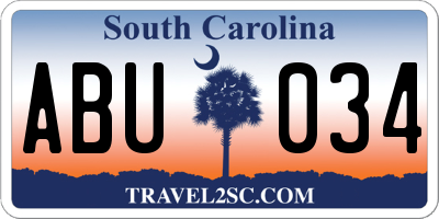 SC license plate ABU034