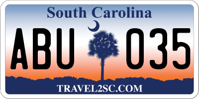 SC license plate ABU035
