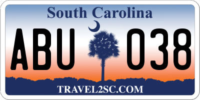 SC license plate ABU038