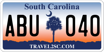 SC license plate ABU040