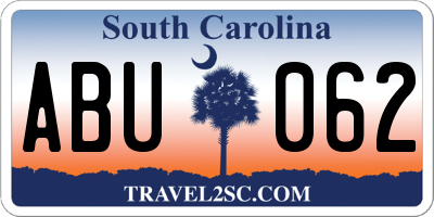 SC license plate ABU062