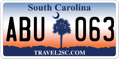 SC license plate ABU063